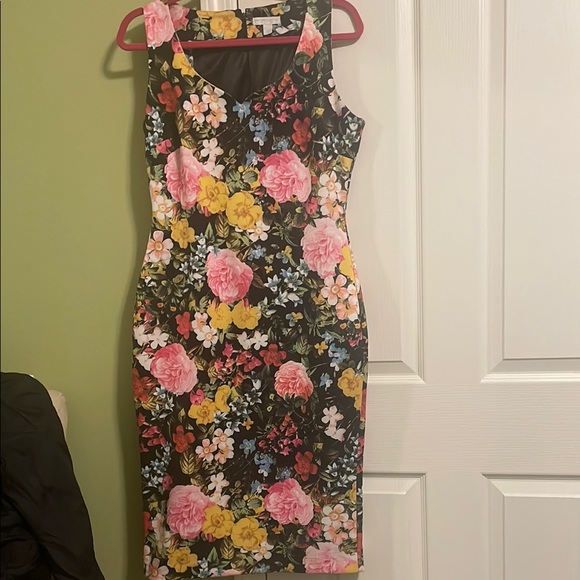 New York & Company Dresses & Skirts - New York & Company Floral Midi Dress - Black, Pink, Yellow